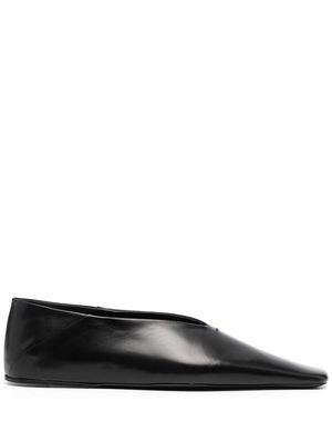 Jil Sander almond-toe leather ballerina shoes - Black