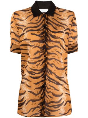 Jil Sander animal-print short-sleeve shirt - Brown