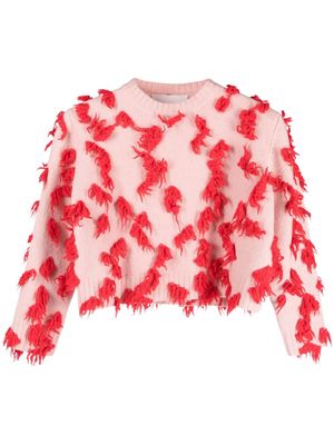 Jil Sander appliqué-detail cropped wool top - Pink