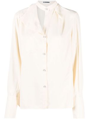 Jil Sander asymmetric-collar long-sleeved blouse - Neutrals