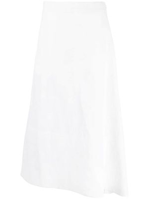 Jil Sander asymmetric linen midi skirt - White
