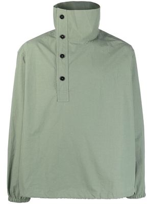 Jil Sander asymmetric-neck cotton shirt - Green