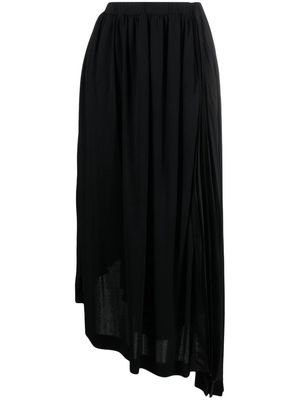 Jil Sander asymmetric pleated midi skirt - Black
