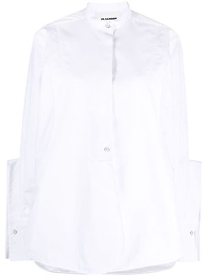 Jil Sander band-collar panelled cotton shirt - White