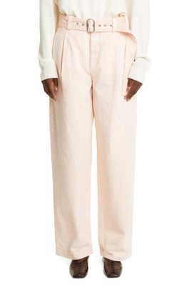 Jil Sander Belted Cotton Canvas Trousers in Medium Pink