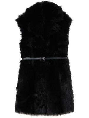 Jil Sander belted fur vest - Black