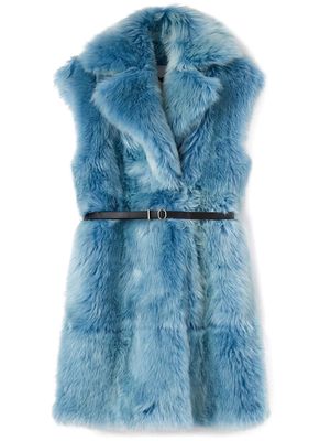 Jil Sander belted fur vest - Blue