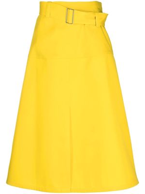 Jil Sander belted wool midi skirt - Yellow