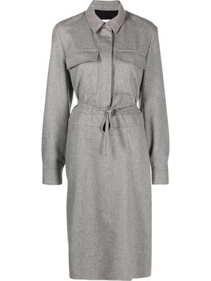 Jil Sander belted wool shirt dress - Grey