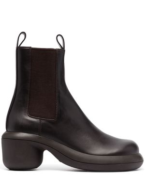 Jil Sander block-heel leather ankle boots - Brown