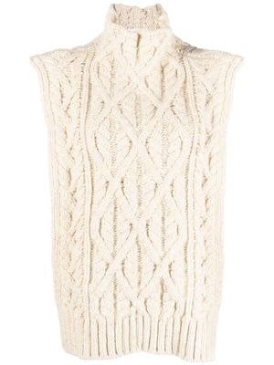 Jil Sander cable knit high-neck bib - White