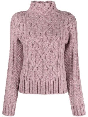 Jil Sander cable-knit high neck sweater - Pink