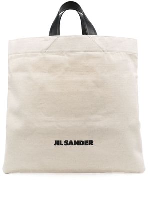 Jil Sander canvas and leather tote bag - Neutrals