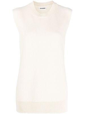 Jil Sander cashmere wool blend knit vest - White