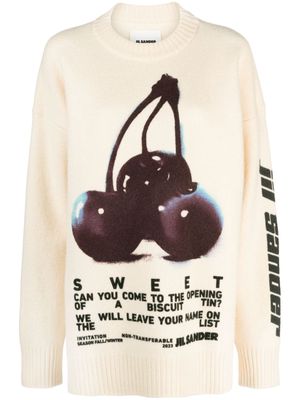 Jil Sander cherry-print wool jumper - Neutrals