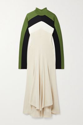 Jil Sander - Color-block Ribbed Cotton-blend Jersey Maxi Dress - Cream