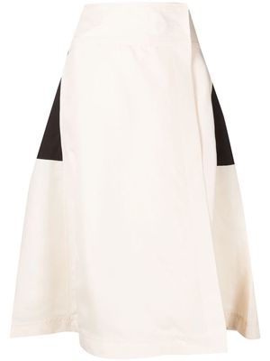 Jil Sander colour-block A-line skirt - White