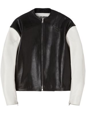 Jil Sander colour-block leather jacket - Black