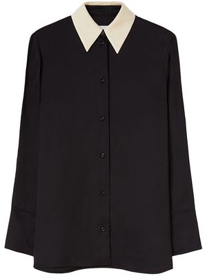 Jil Sander contrast-collar buttoned shirt - Black