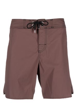 Jil Sander contrast-stitch swim shorts - Brown