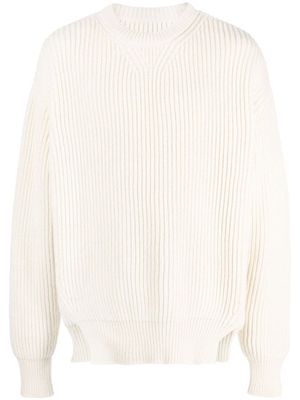 Jil Sander crew-neck ribbed-knit wool jumper - Neutrals