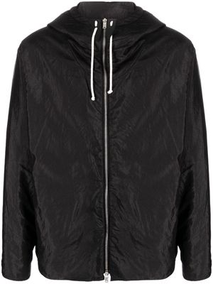 Jil Sander crinkled hooded jacket - Black