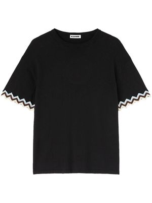 Jil Sander crochet-cuff cotton T-shirt - Black