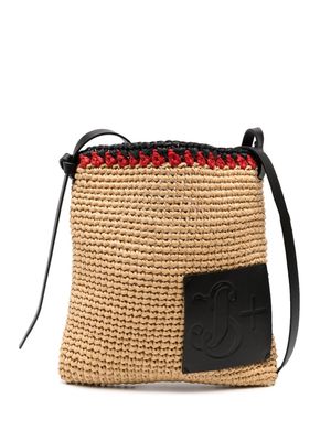 Jil Sander crochet raffia messenger bag - Neutrals