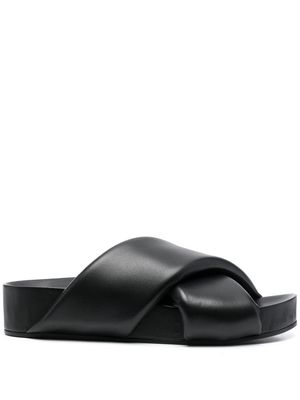 Jil Sander cross-strap leather slide sandals - Black