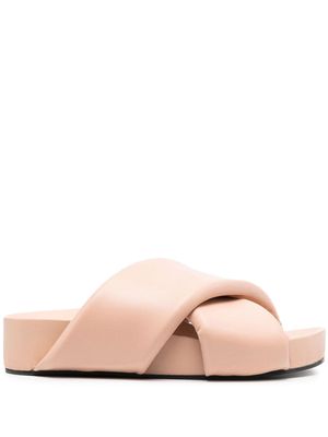 Jil Sander cross-strap leather slide sandals - Pink