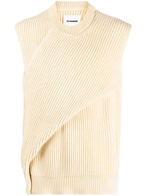 Jil Sander crossover-panelled ribbed-wool vest - Yellow