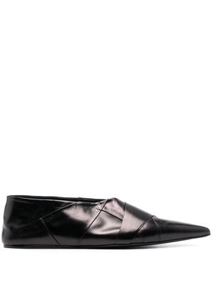 Jil Sander crossover-strap detail ballerina shoes - Black