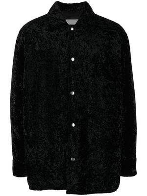 Jil Sander crushed-velvet shirt jacket - Black