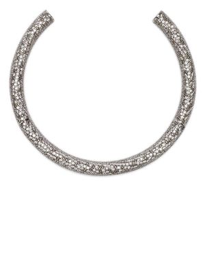 Jil Sander crystal-embellished open-cuff bracelet - Silver