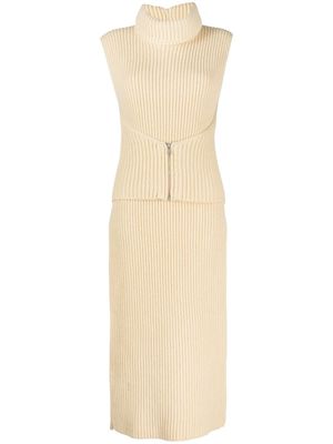 Jil Sander detachable-collar ribbed-knit dress - Neutrals