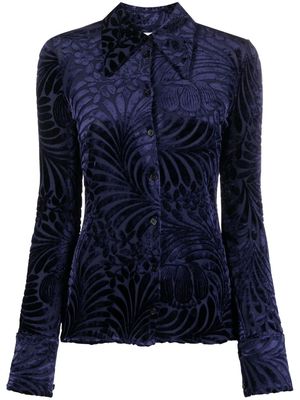Jil Sander devoré patterned shirt - Blue