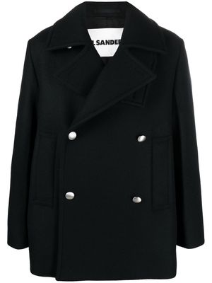 Jil Sander double-breasted button-fastening peacoat - Black