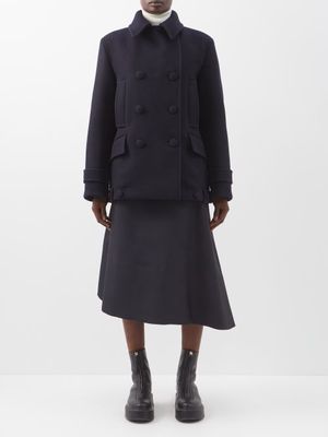 Jil Sander - Double-breasted Felted-wool Peacoat - Womens - Navy