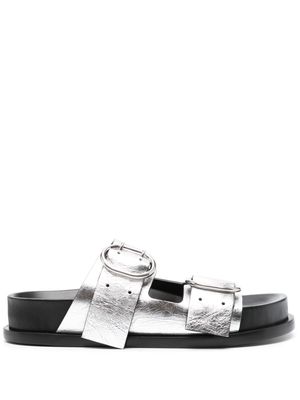 Jil Sander double-buckle leather sandals - Silver