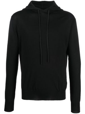 Jil Sander drawstring fine-knit hoodie - Black