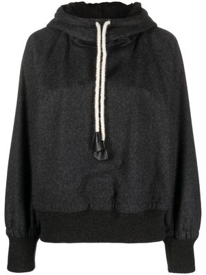Jil Sander drawstring-hood virgin wool hoodie - Grey