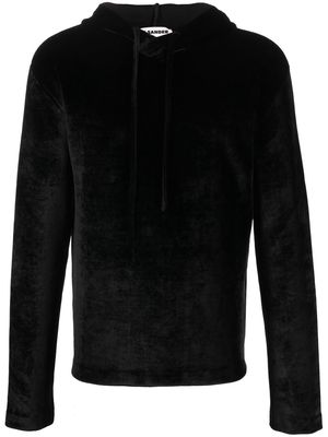 Jil Sander drawstring velvet hoodie - Black
