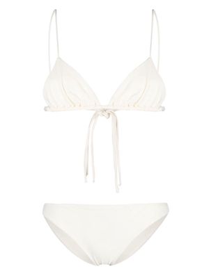Jil Sander embroidered logo bikini set - White