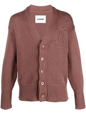 Jil Sander embroidered-logo cotton cardigan - Pink