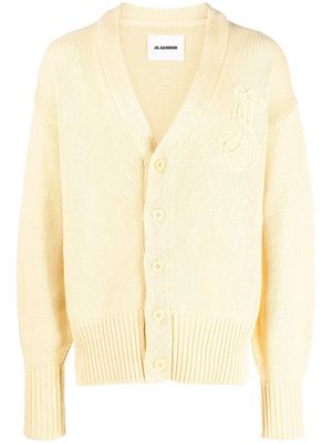 Jil Sander embroidered-logo cotton cardigan - Yellow