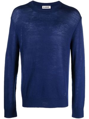 Jil Sander embroidered-logo crew-neck jumper - Blue
