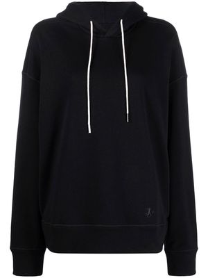 Jil Sander embroidered logo drawstring hoodie - Black
