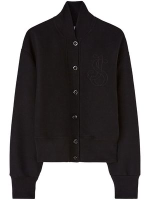 Jil Sander embroidered-logo padded bomber jacket - Black