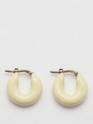 Jil Sander - Enamelled Sterling-silver Hoop Earrings - Womens - White