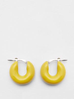 Jil Sander - Enamelled Sterling-silver Hoop Earrings - Womens - Yellow